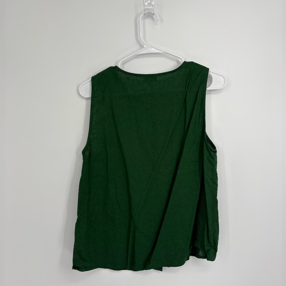 J. Crew Factory Linen Blend Button Front Shell Tank Green - Picture 9 of 9